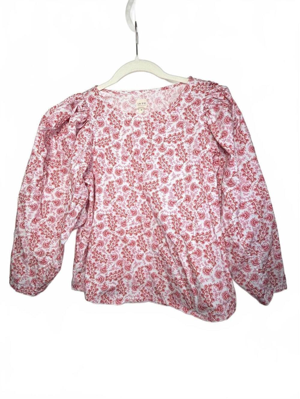 La Vie Rebecca Taylor Pink Paisley Puff Sleeve Blouse XS